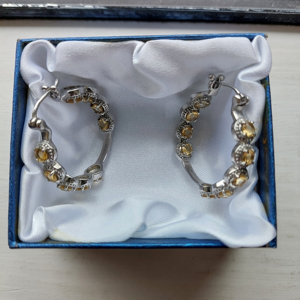 Citrine Hoop Earrings NWOT